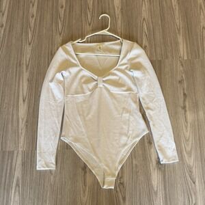Women's‎ Pure White Long Sleeve Body Suit Top Size Medium!
